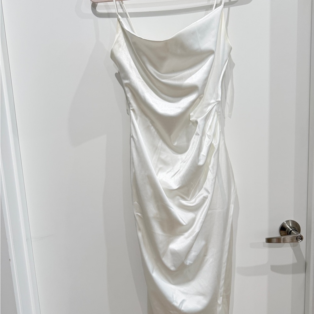 Elegant White Draped Dress